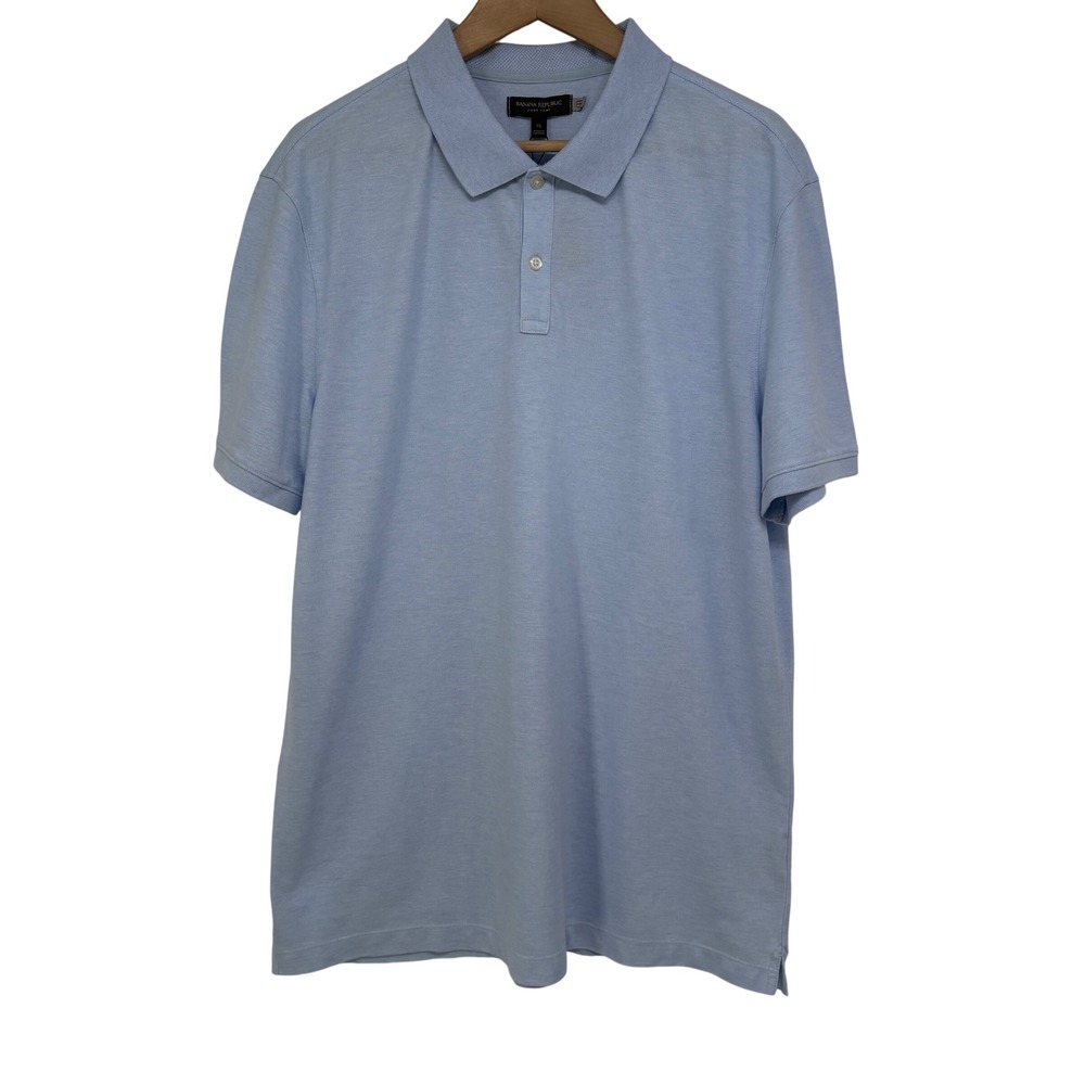 Banana Republic Core Temp Polo Shirt Mens XL Golf Light Blue Short Sleeve Pique
